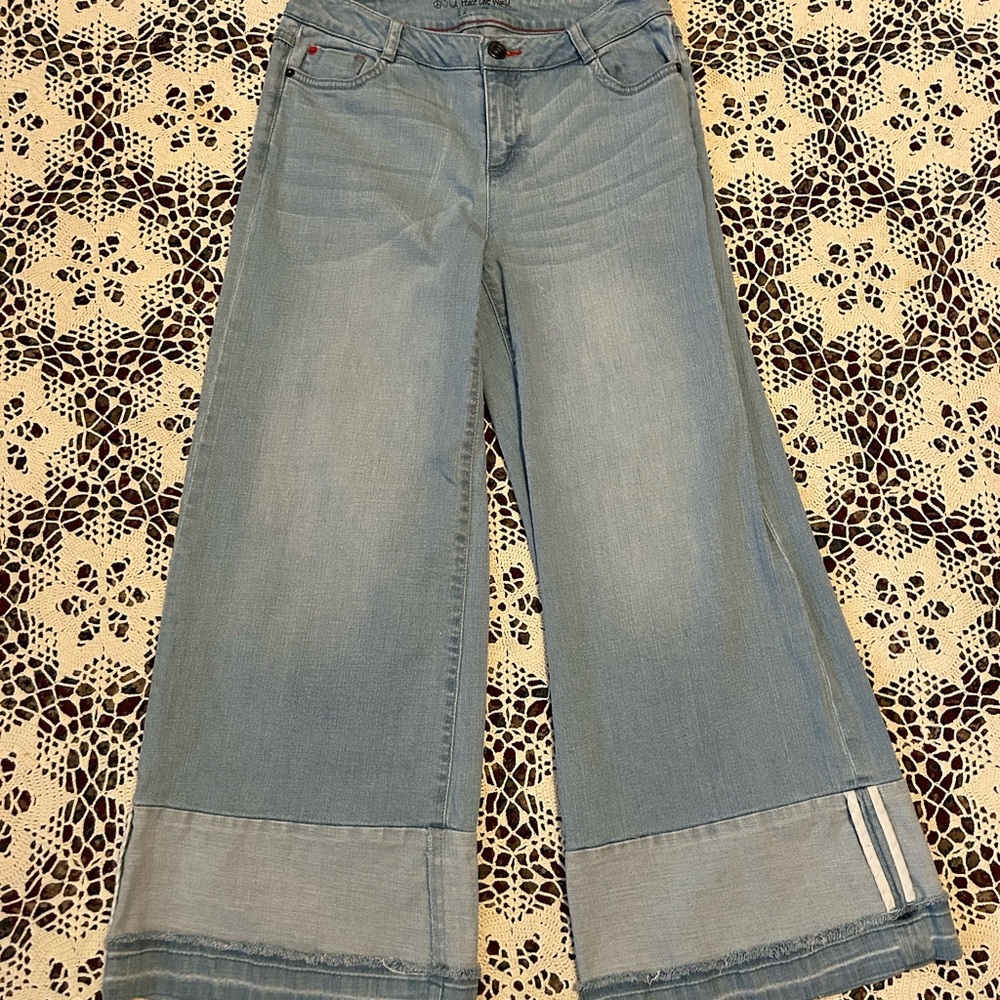 Peace Live World Light Blue Wide Leg Jeans